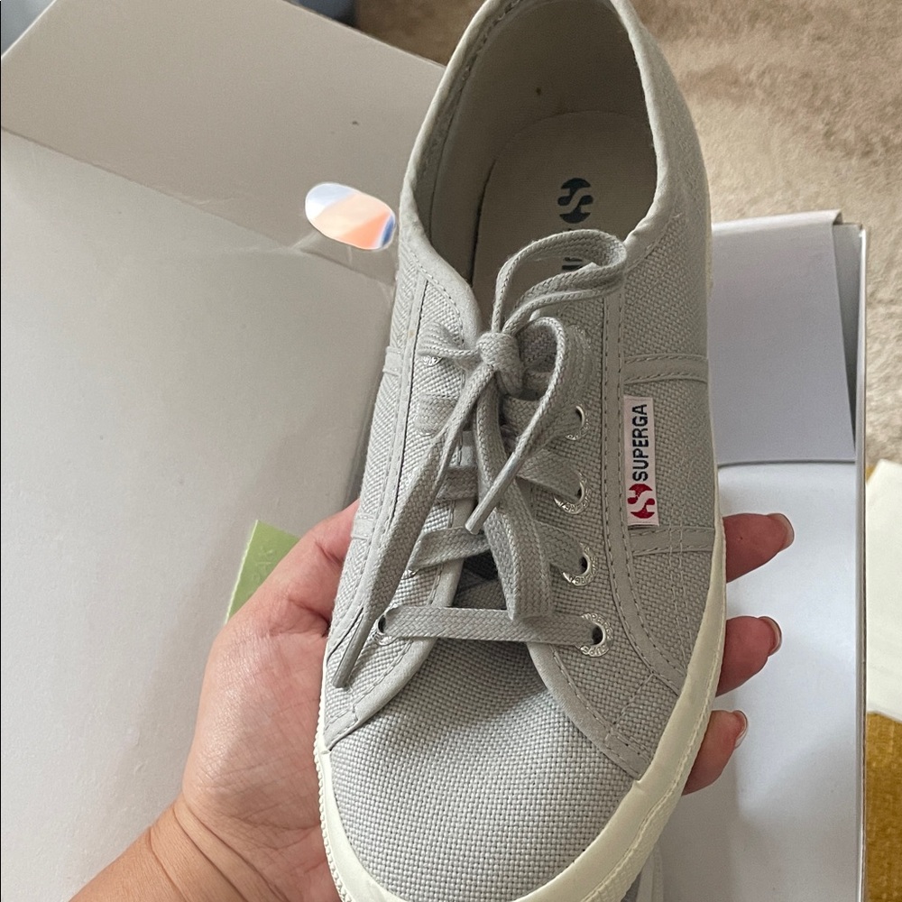 Superga Light Gray Lace-Up Sneakers